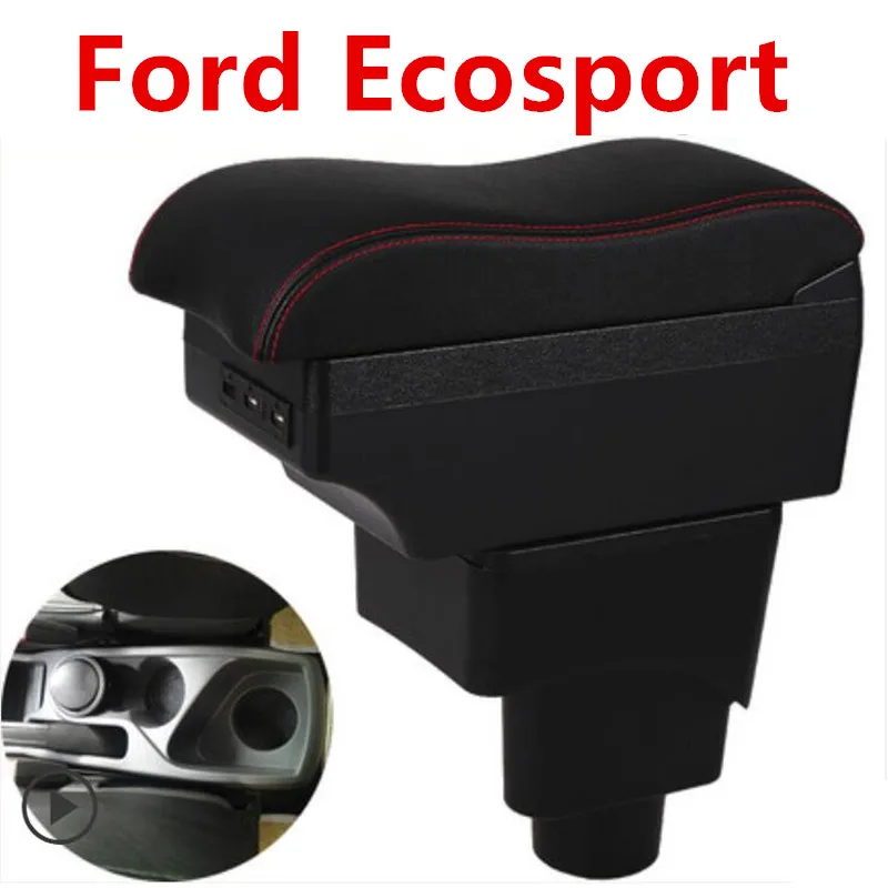 Подлокотник коробка для Ford Ecosport 2013- интерьер PU кожа центр консоль ящик для хранения автомобиля-стильный аксессуар