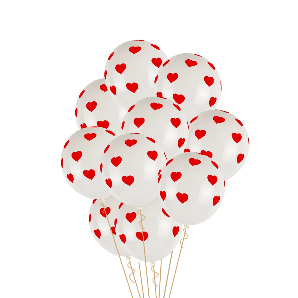 10 шт. 12-дюймовые гелиевые воздушные шары с принтом сердца красные белые латексные