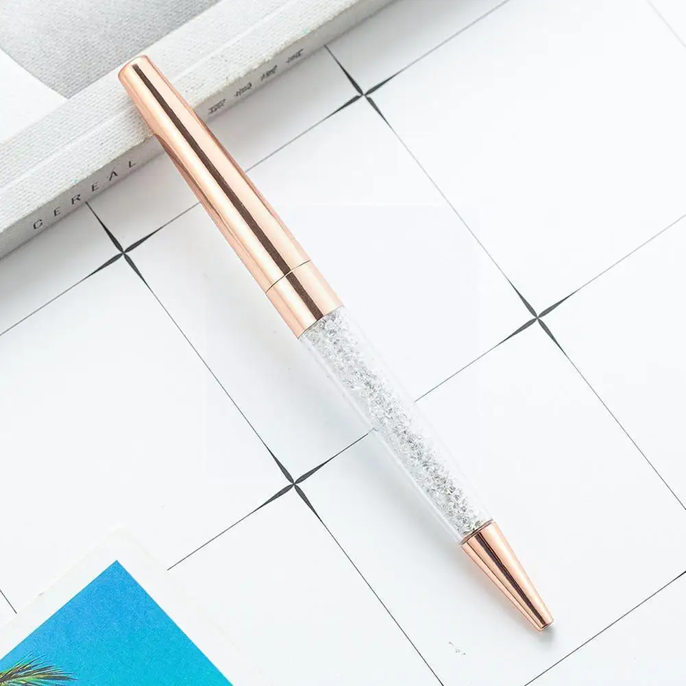 

1pcs Crystal Broken Metal Ballpoint Pen Roller Ballpoint Office Signature Rose Supplies High Pens Stationery Gold Pen Quali G9G3
