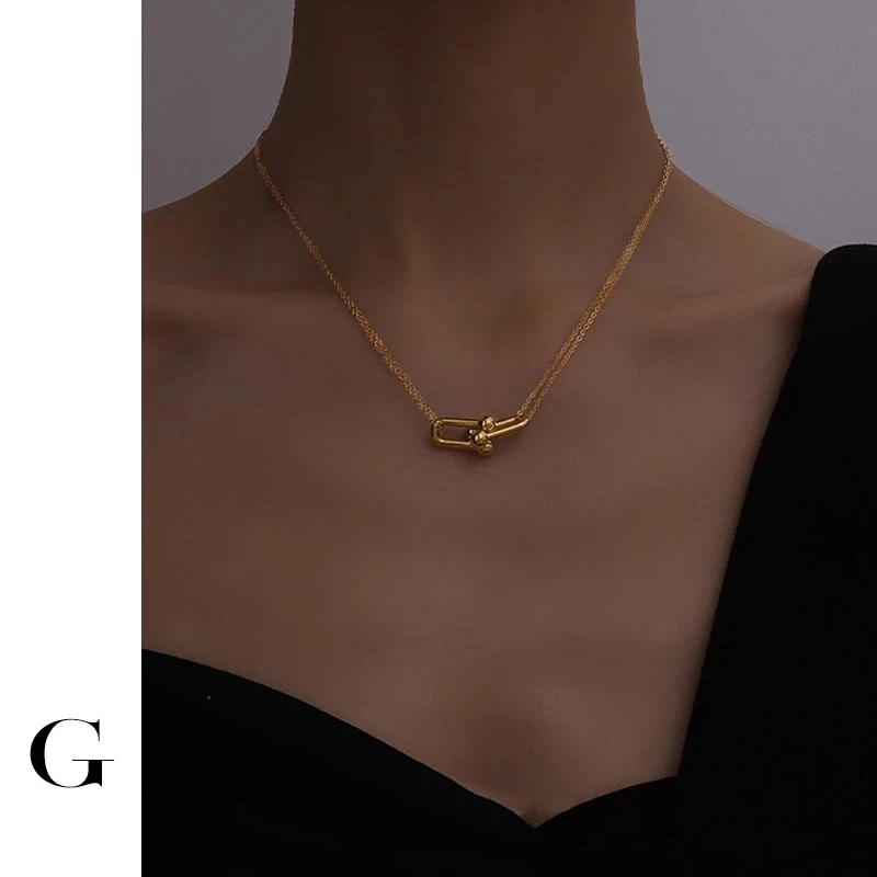 GHIDBK Лидер продаж из нержавеющей стали минималистичной формы U-образный кулон
