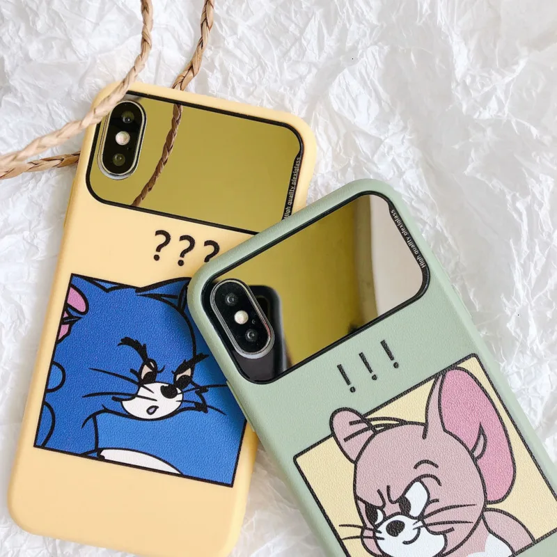 Cartoon funny cat and mouse phone case for iPhone X XS XR XSMax 8 7 6 6S PluS all-inclusive soft shell drop protection cover |
