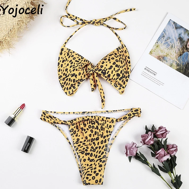 

Yojoceli Elegant leopard print girls bikini suit Summer beach sexy swimming suit women tankini