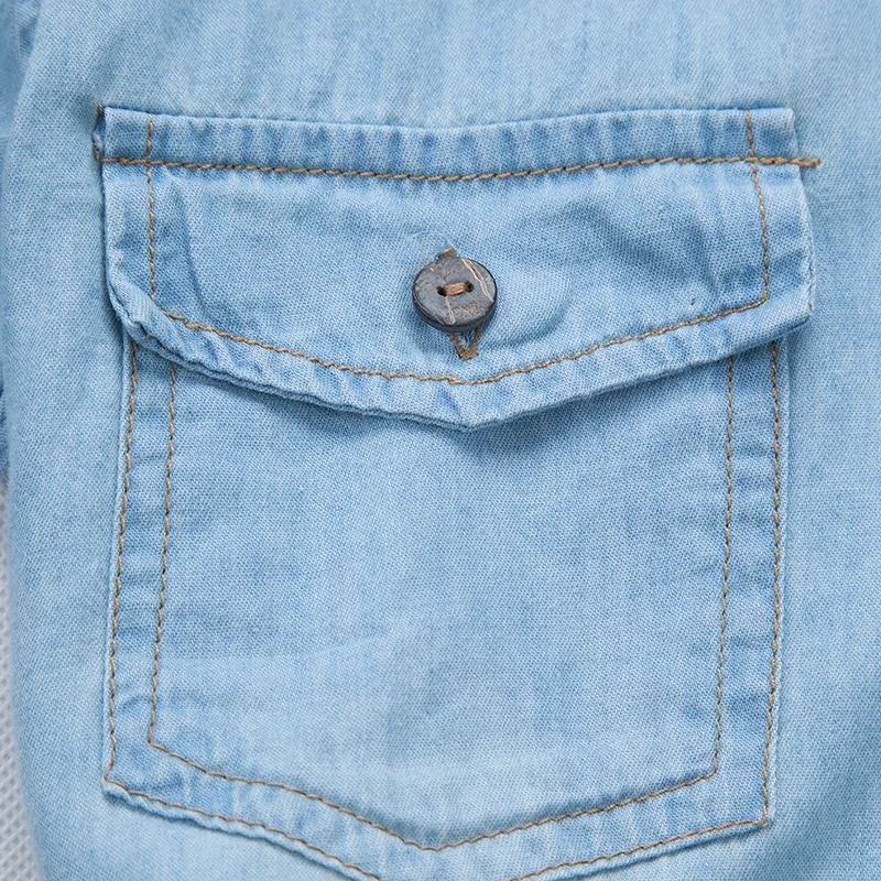 Новая мужская джинсовая рубашка летняя Стильная Повседневная с короткими