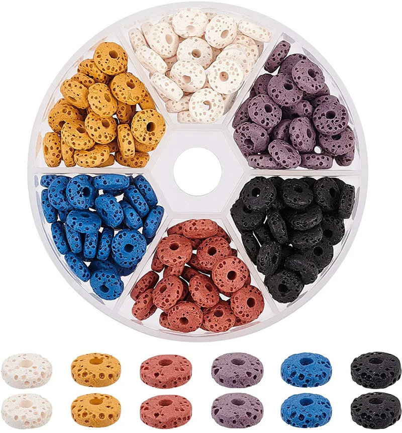 

Julie Wang 1 Box 8/10mm Natural Lava Stone Beads Round Loose Spacer Bead Bracelet Jewelry Making Accessory