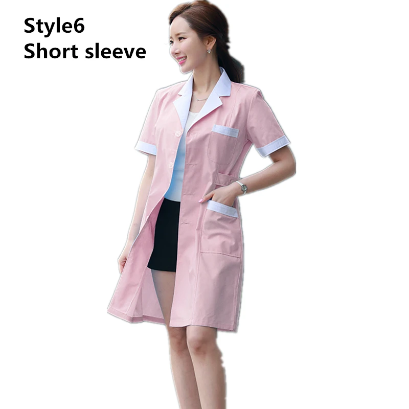 Style6 Short sleeve 10 видов цветов медицинская форма медсестры лаборатория белое пальто аптека красота больница клиника рабочая одежда униформа для женщин медицинская одежда - Цвет: Style6 Short sleeve