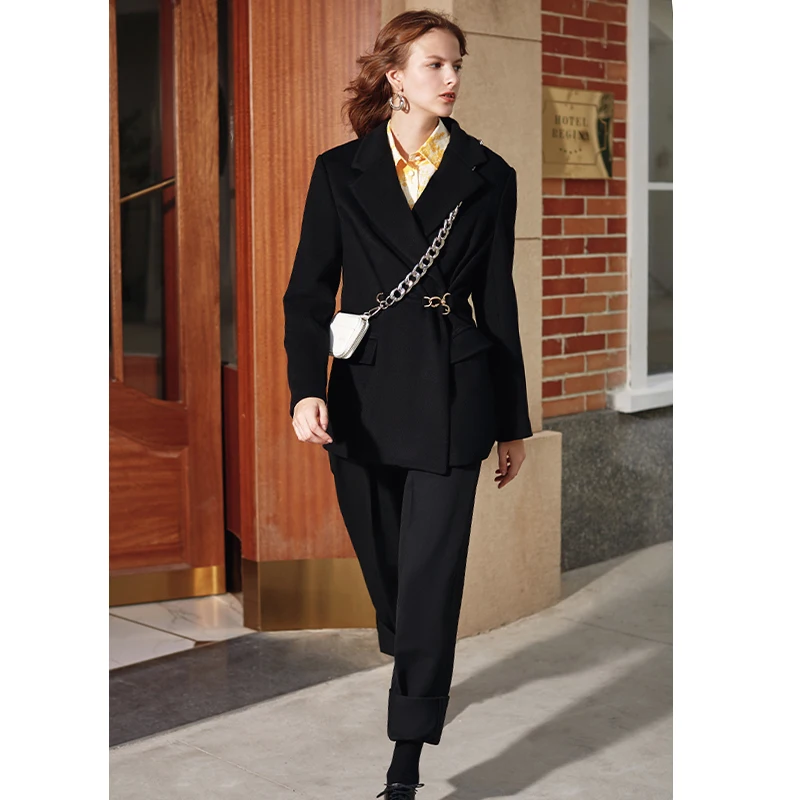 Женский шерстяной пиджак с отложным воротником Осень зима 2019|Женские пиджаки| |