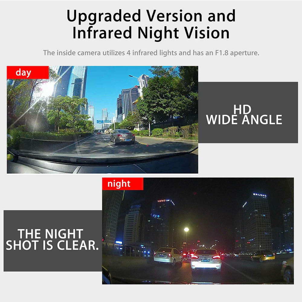 Видеорегистратор автомобильный с двумя камерами разрешение 1080P Wi-Fi GPS