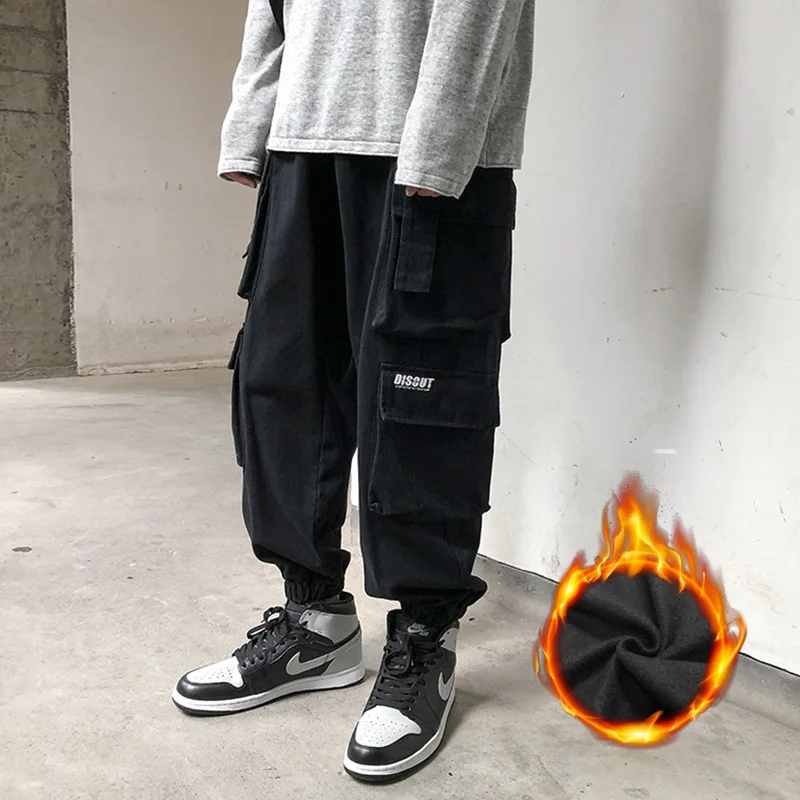 

Men's Overalls Autumn and Winter Thickening Plus Velvet Closing Feet Loose Outdoor Sports Pants Fashionable Youth Trousers