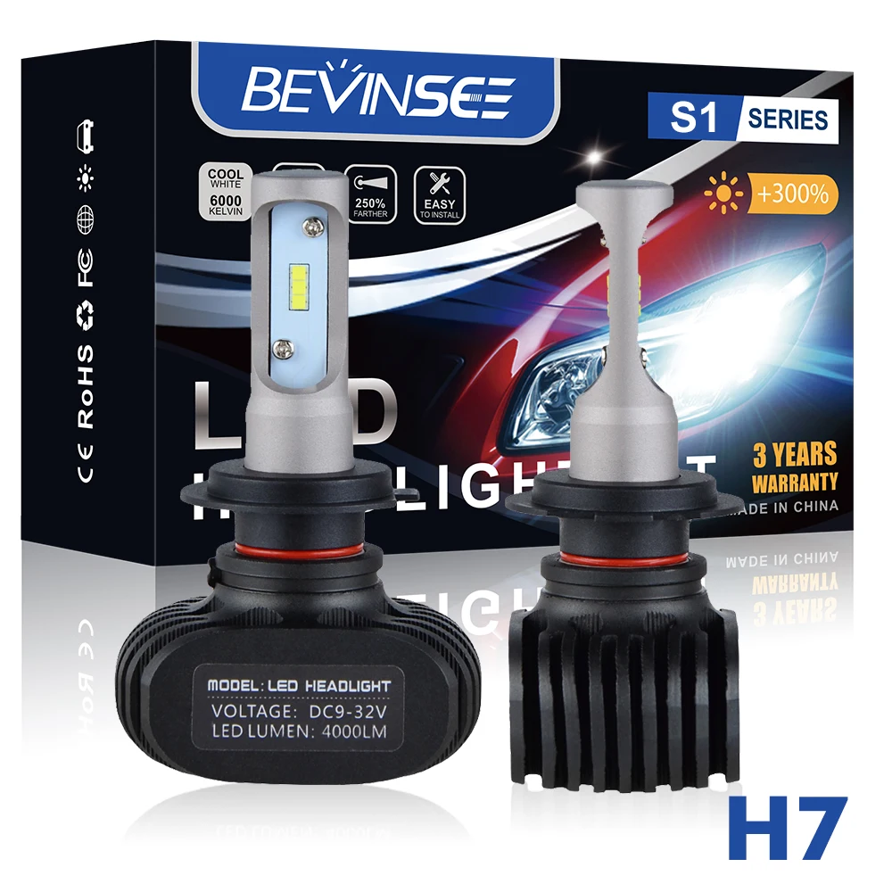 Светодиодсветодиодный автомобисветодиодный фары Bevinsee H4 H7 H8 H9 H11 6500K 9005 лм белые