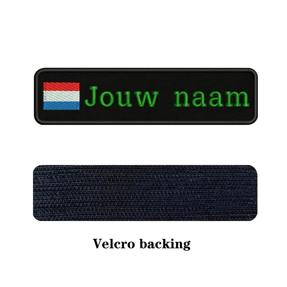 green-Velcro Заказная вышивка, голландское имя флага или заплатка с текстом 10 см* 2,5 см значок, железная или липучка Подложка для одежды, штанов, рюкзаков, шапок - Цвет: green-Velcro