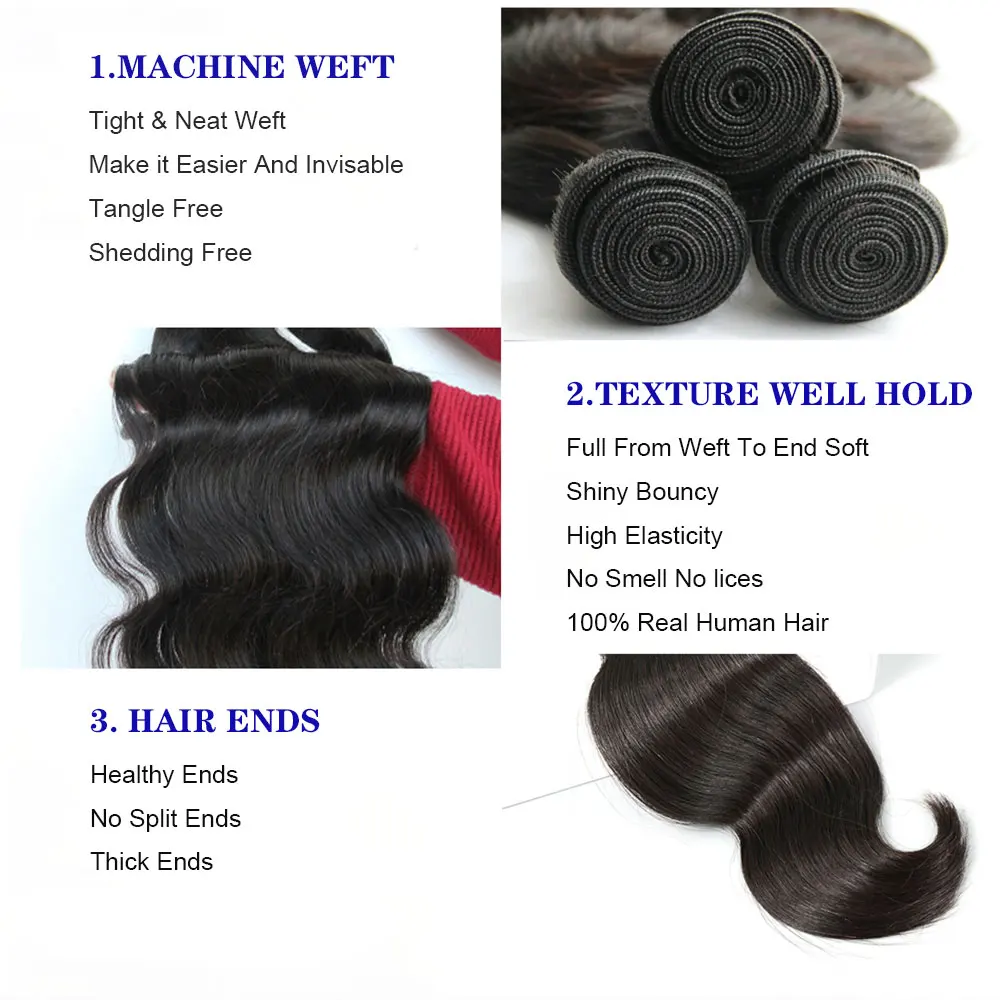 30 32 40 Inch Body Wave Brazilian Virgin Hair Weaves Bundles 3 4 Human Single Remy Extensions | Шиньоны и парики