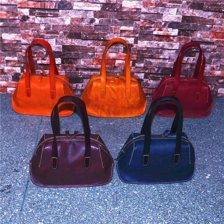 

New Women's Bag Vegetable Tanned Leather Vintage Bag Tree Cream Leather Large Capacity Handbag