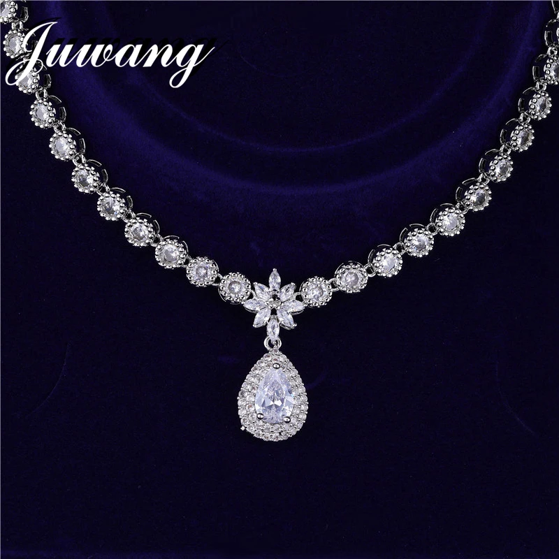 JUWANG имитация наборы свадебных ювелирных изделий чистая большая капля воды