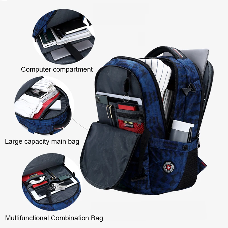 Многофункциональный мужской рюкзак для ноутбука 17 дюймов с USB зарядкой удобный