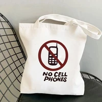 2021 shopper no cell phones gilmore girls printed tote bag women harajuku shopper handbag shoulder shopping bag lady canvas bag