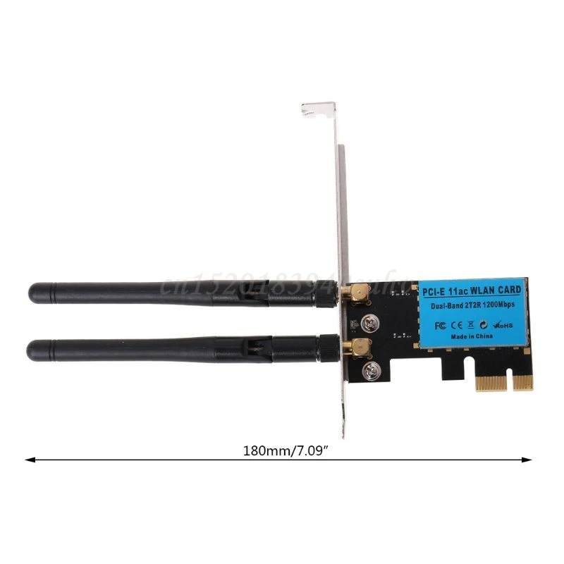 

PCI-E 1200Mbps Wireless Network Card 2.4GHz/5GHZ Dual Band PCI Express WIFI WLAN Card Adapter with Antennas for PC Computer