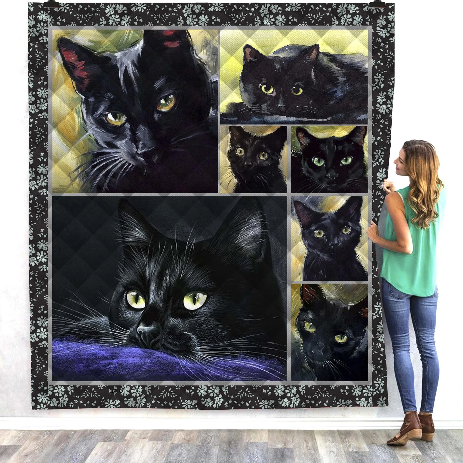 

Halloween cat cute 3D printed Quilt Blanket Kids Adults Bedding Throw Soft Warm Thin Office Blanket With Cotton Quilt style-1