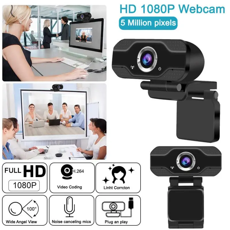 

1080P Autofocus Webcam HD USB Computer Camera Built-In Microphone For Online Studying Live Broadcast Video Calling Conference