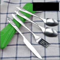 4 pcsset new stainless steel western steak cutlery creative bag portable food home kitchen outdoor flatware tableware 20 5cm