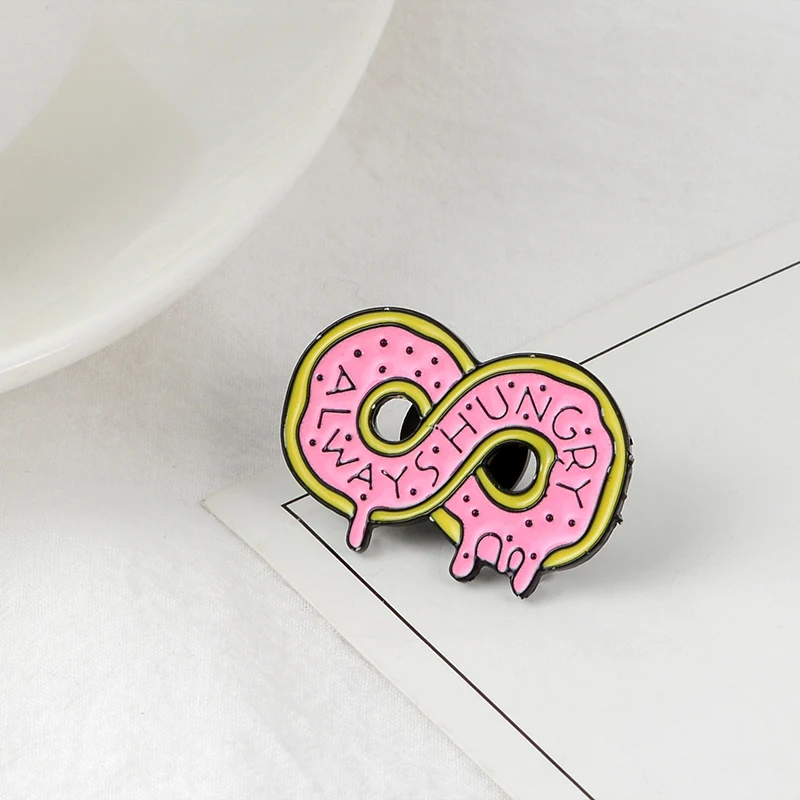 Эмалированная брошь в виде розовых пончиков Мультяшные броши сладкой еды