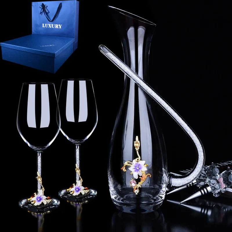 Большой Графин ручной работы с украшением в виде кристаллов красное вино бренди