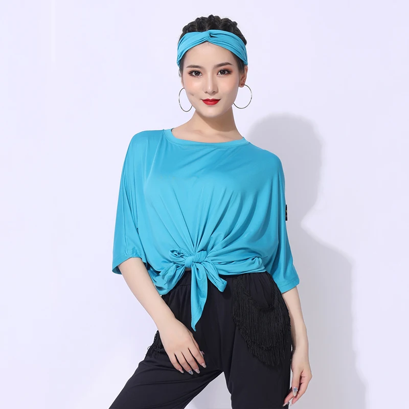 Женский топ для латиноамериканских танцев свободные рубашки с короткими