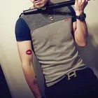 Летняя модная мужская футболка, Повседневная футболка с коротким рукавом в стиле пэчворк, Мужская одежда, трендовый Повседневный Приталенный топ в стиле хип-хоп, футболки 5XL