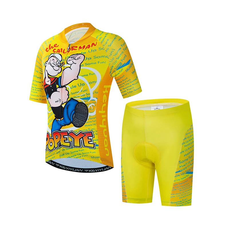 

KEYIYUAN New Team Kids Short Sleeve Cycling Jersey Set Children Bike Clothing Summer Bicycle Wear Breathable