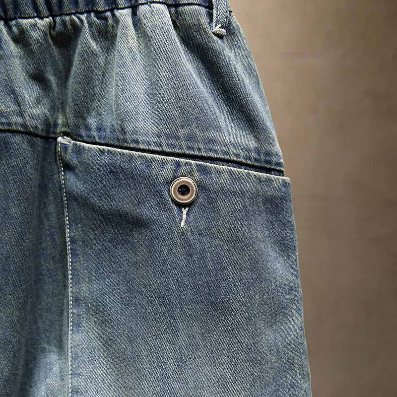 

4XL 5XL 6XL 7XL straight loose brand denim shorts 2021 summer classic style ripped stitching men's Hole lightweight jeans