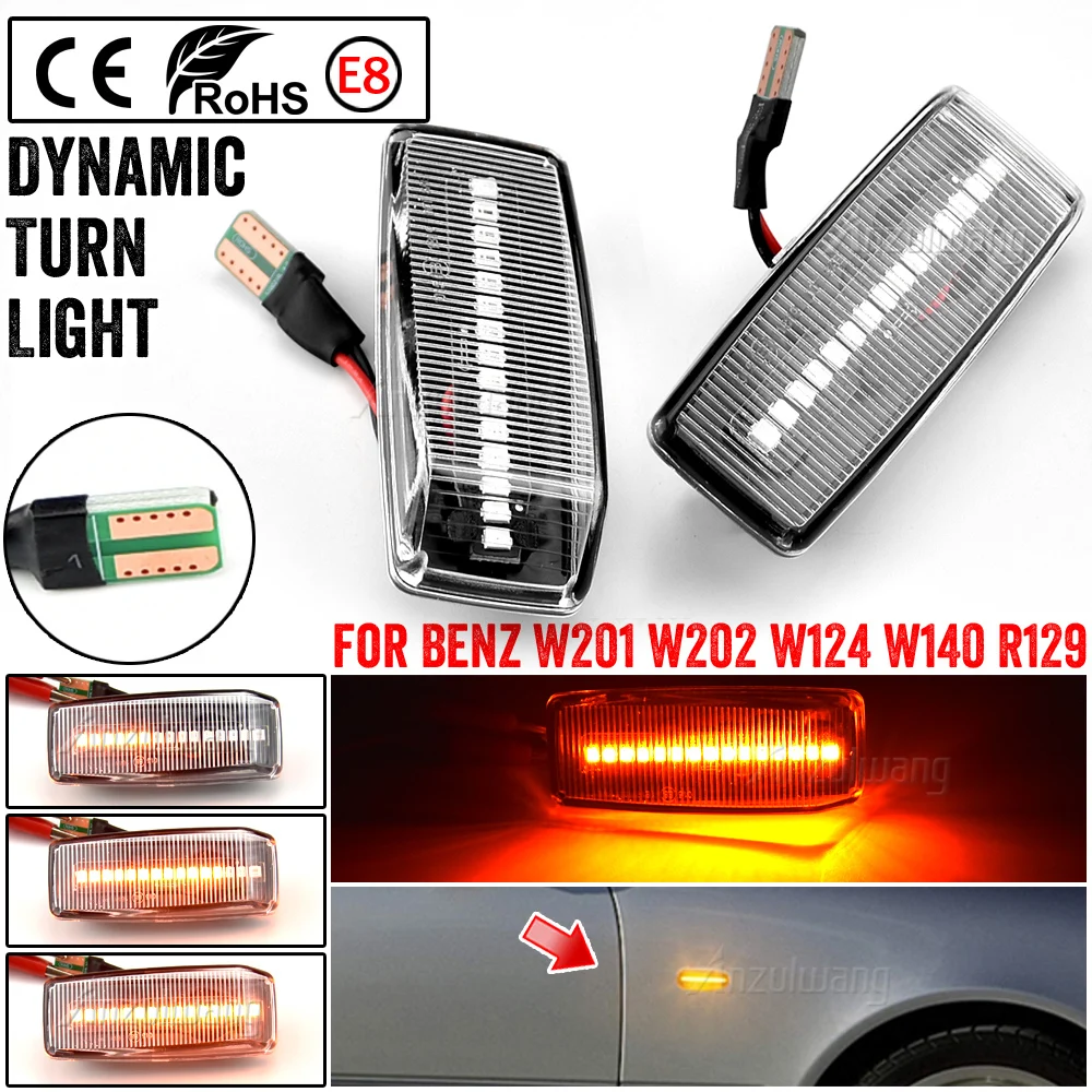 

Dynamic Flowing LED Side Marker Turn Signal Light For Mercedes For Benz C E S SL CLASS W201 190 W202 W124 W140 R129