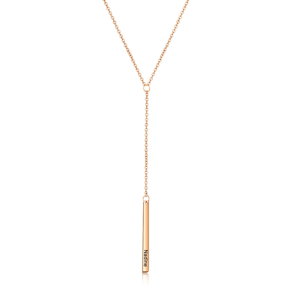 Персонализированное Y образное ожерелье с вертикальным стержнем женское колье