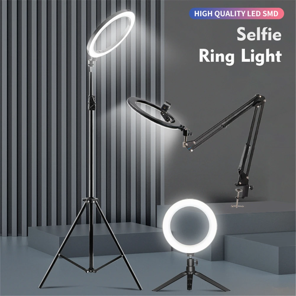 

Selfie Ring Light Photography LED Rim Of Ring Lamp With Mobile Holder Stand Round Ringlight Tripod for Phone Smartphone Live