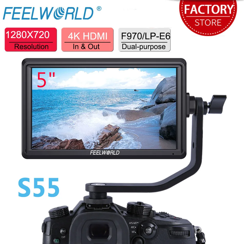 Монитор для камеры FEELWORLD S55 5 дюйма IPS 1280x72 0 поддержка 4K HDMI | - Цена: 6531.97