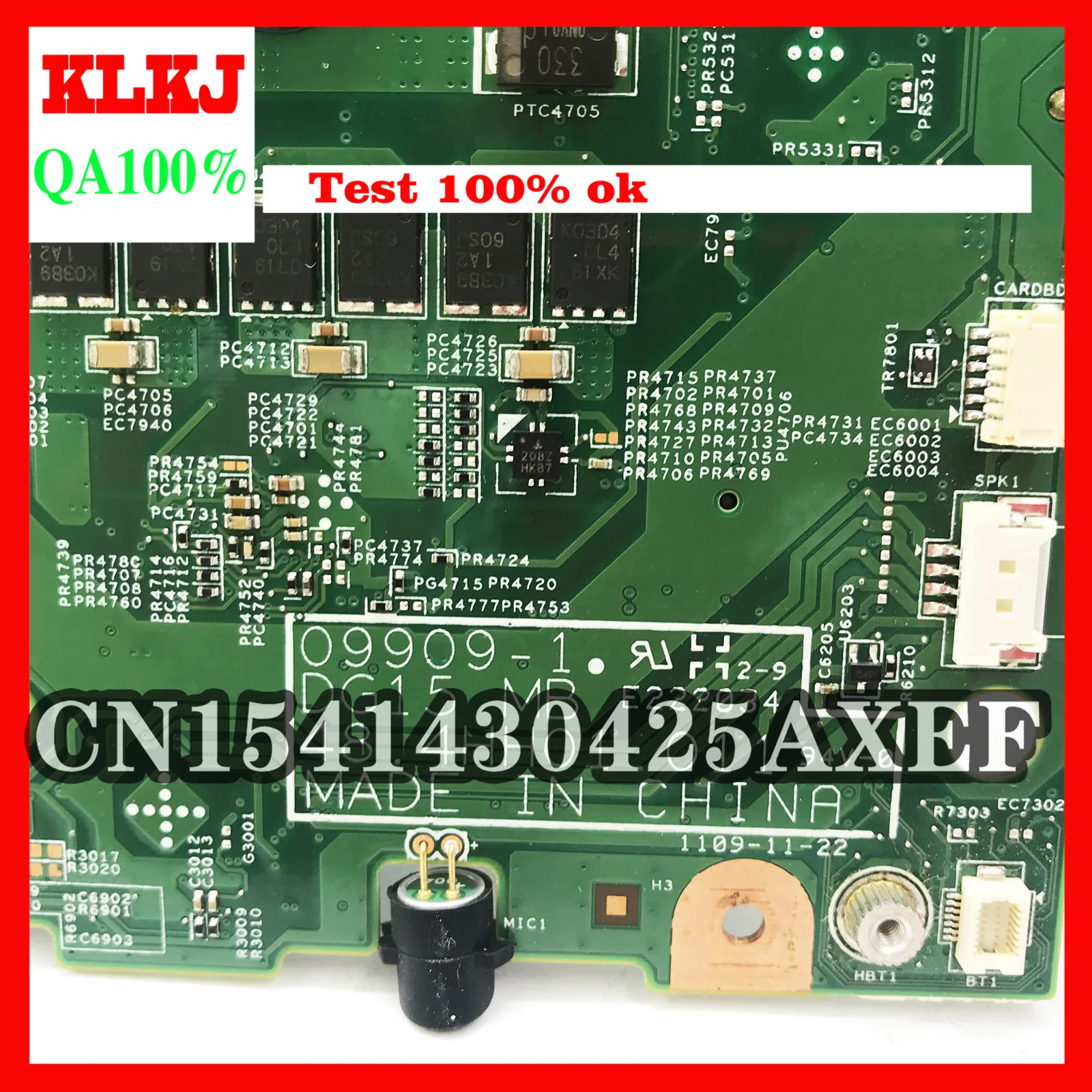 

KEFU 09909-1 Motherboard For DELL inspiron N5010 Motherboard CN-0VX53T CN-052F31 09909-1 48.4HH01.011 HM57 GPU original Test