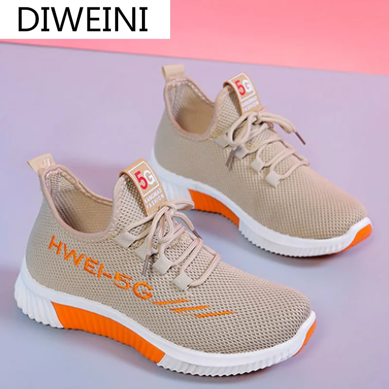 

2021 Fashion Women's Shoes Comfortable Lace-up Casual Shoes Women's Mesh Breathable Sneakers Spring New Walking Vulcanized Shoes