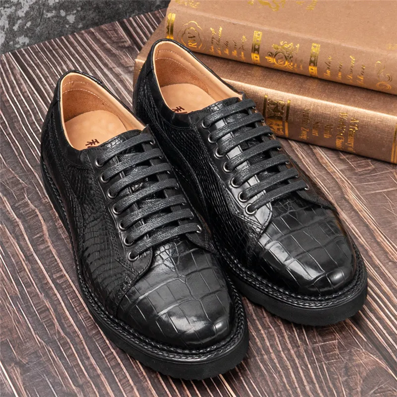 preço Authentic Real Crocodilo Barriga Pele Não-escorregando Masculino Casual Placa Sapatos De Couro Genuíno Jacaré Masculino Rendas-up Andando Apartamentos