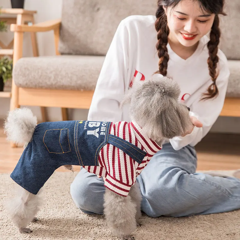 Зимний тканевый костюм Одежда для собак средние Подтяжки Брюки и щенков