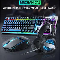 4pcs 104 keys mechanical gaming keyboard usb rgb backlit wired keyboards mouse headset set for notebook computer peripherals