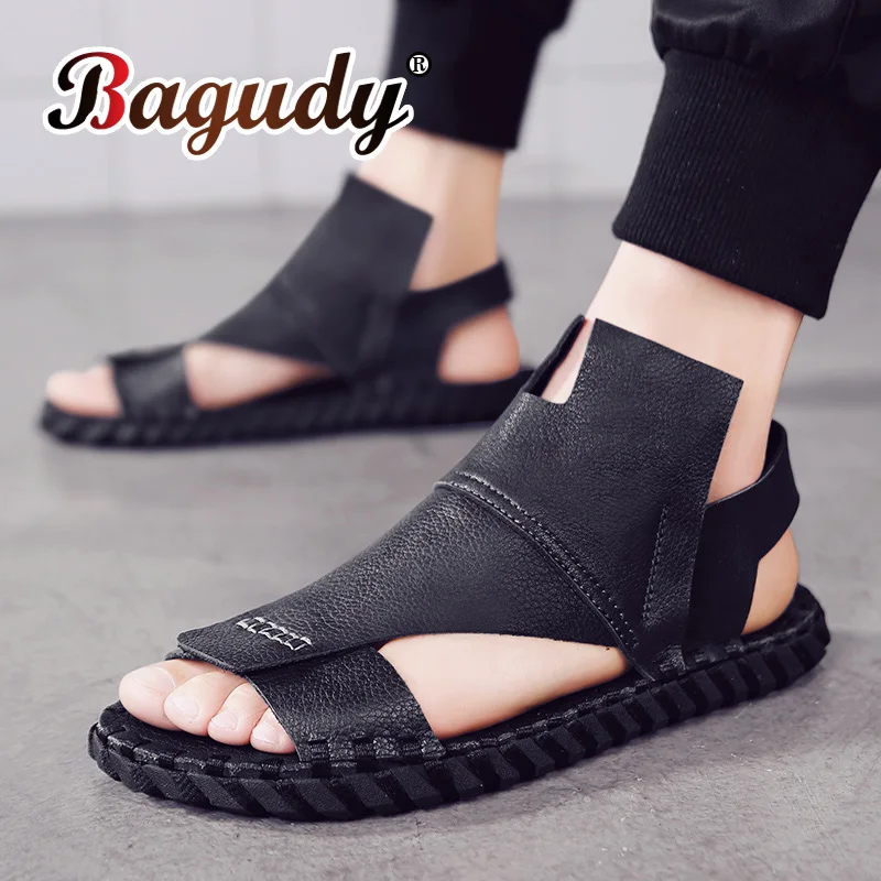 Мужские летние сандалии классические кожаные в римском стиле модные удобные