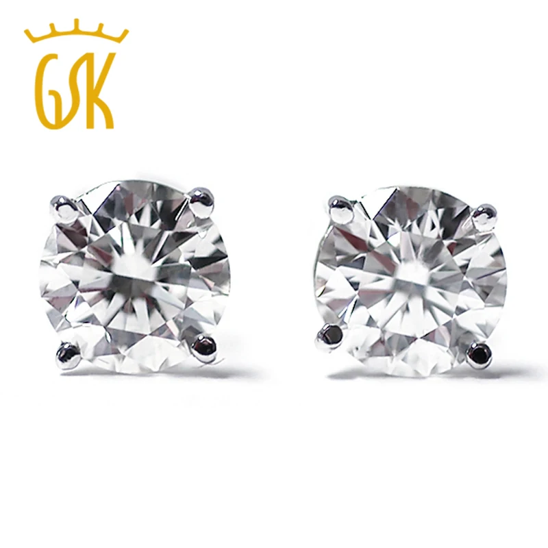 Женские серьги гвоздики GemStoneKing 0 22 карат 14 белое золото|stud earrings|earrings forearrings for women |