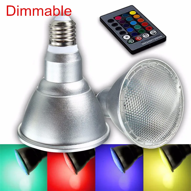 

20W E27 Par30 Par38 RGB LED Bulb Light Dimmable IR Remote Controller Colorful Lights Bulb Spotlight Lamp AC85-265V