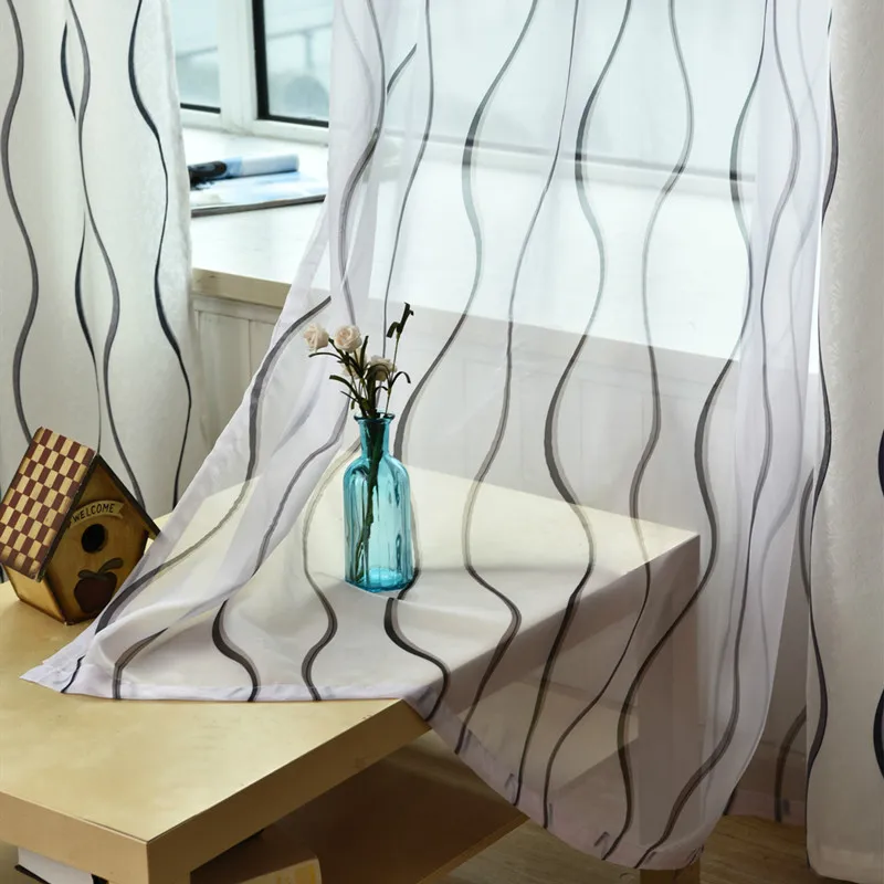 Серый шторы для гостиная Спальня современный с принтом в полоску Классический