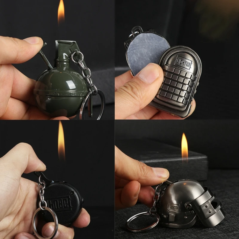 

Butane Lighter PUBG Helmet Pan Unusual Gas Lighter Outdoor Camping Turbo Lighter Smoking Accessories Cool Lighter Gift for Men