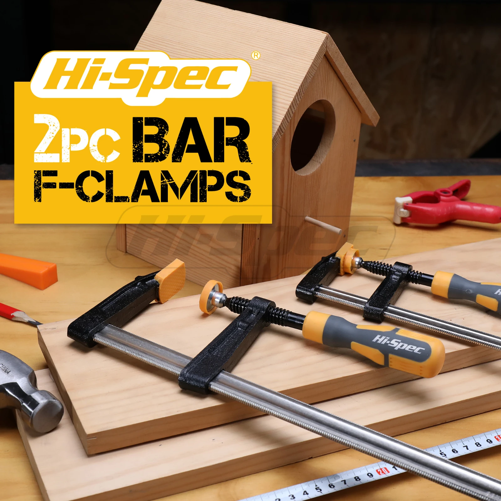 

Hi-Spec 2pc Heavy Duty Bar F-Clamps Woodworking Clip Clamp High Strength Clamping Carpenter Hand Tool 8 12 inch Hardware Clamps