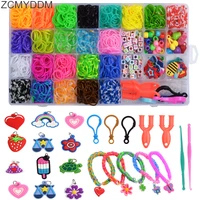 zcmyddm 1500pcs rainbow rubber bands set bracelet silicone elastic bands weave loom bands toy tool rainbow woven bracelet