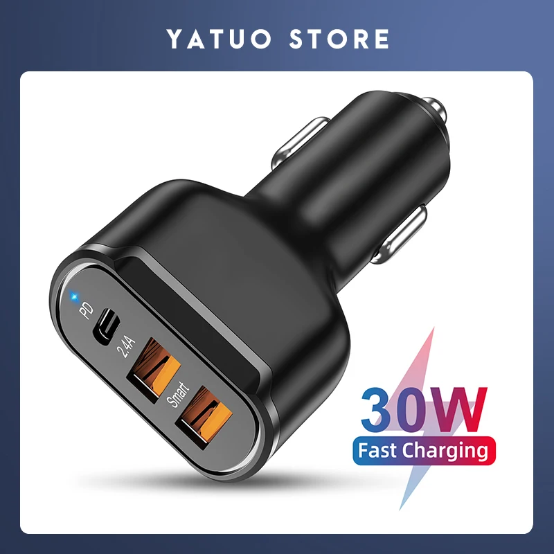 

car charger USB Ladegerät Universal 2A 30W Schnelle Lade 4 ports Quick Charge 3,0 4,0 Für Samsung a31 Auto Zigarette Adap