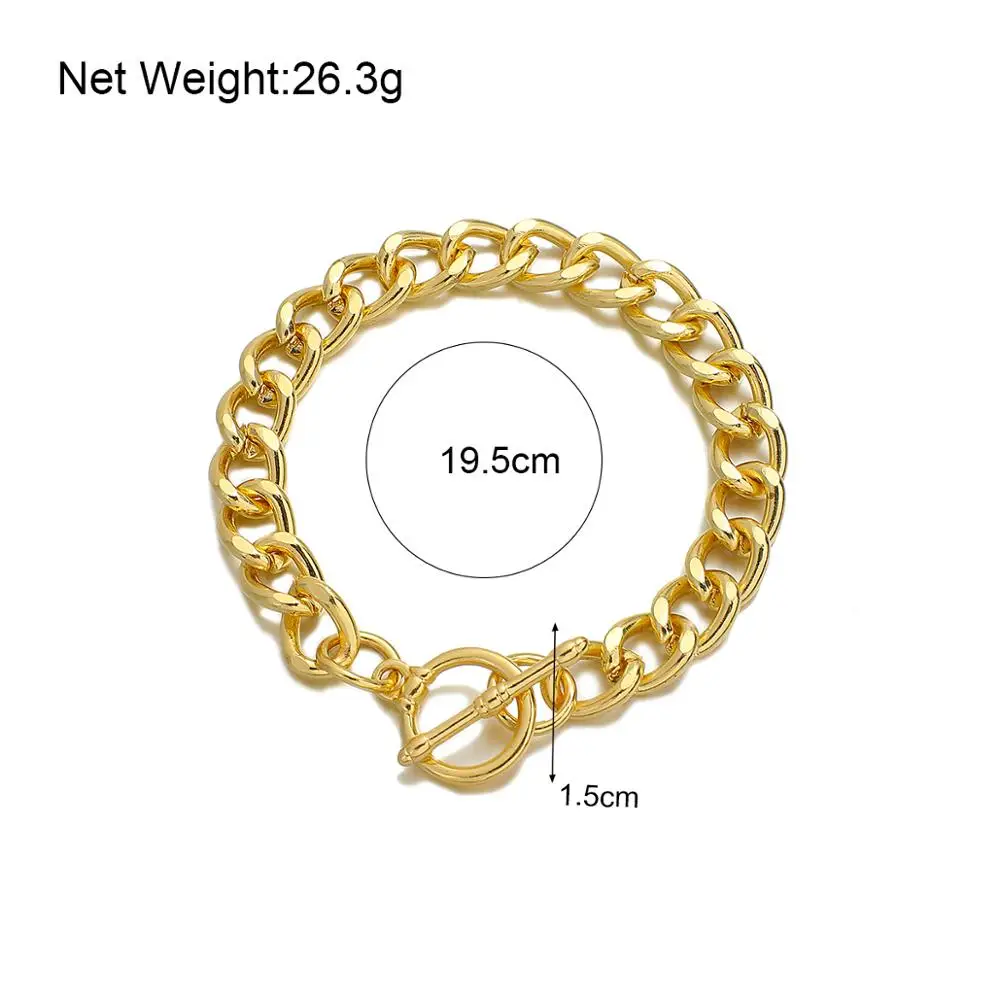 

AENSOA Punk Charm Chain Bracelets for Women 2020 Minimalist Thick Gold Color Stainless Steel Bracelets Bangles Fashion Jewelry