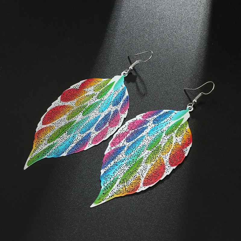 version of the new personality hundred tree leaves temperament forest system trend ins wind alloy color earrings wholesale | Украшения и