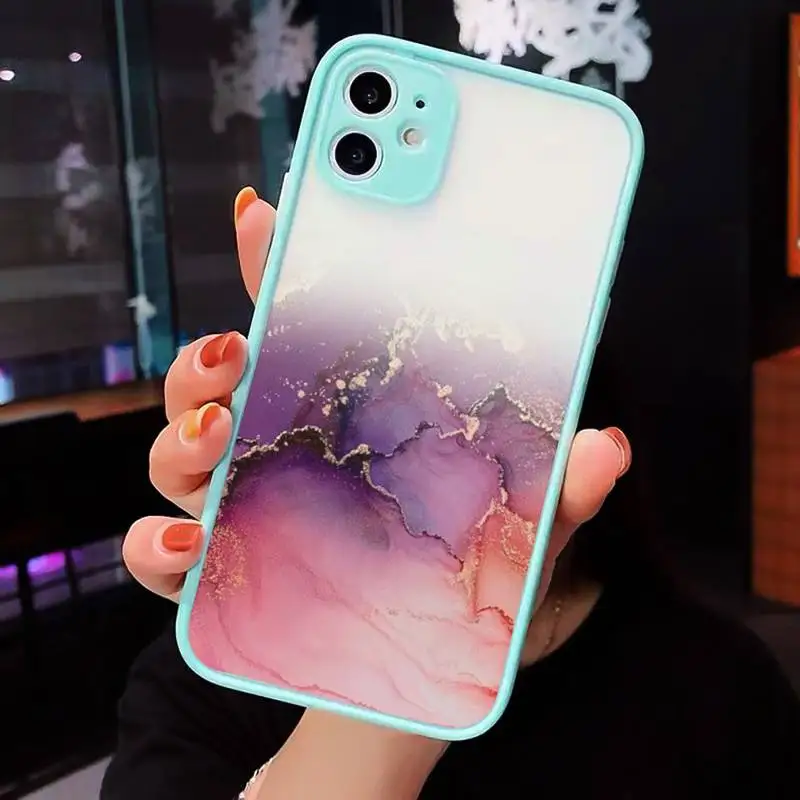 

Marble Gradient luxury art fashion Phone Cases Matte Transparent for iPhone 7 8 11 12 s mini pro X XS XR MAX Plus cover funda