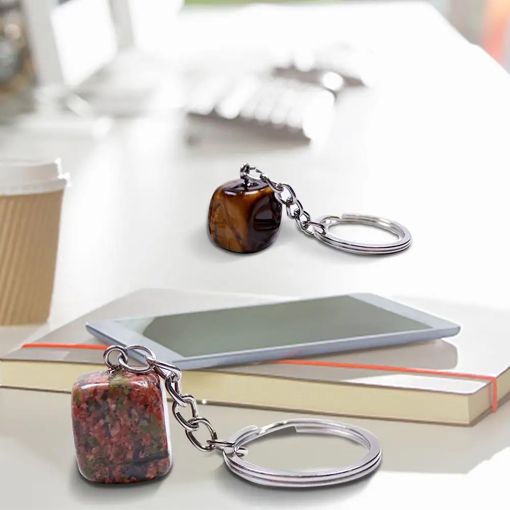 

DIY Natural Crystal Block Keychain Corrosion-resistant Waterproof 6 Styles Key Ring Pendent